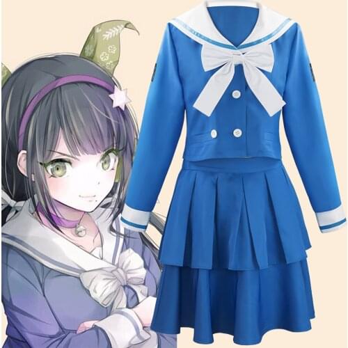Danganronpa V3 Killing Harmony Tenko Chabashira Anime Cosplay Costume Women Blue School Uniform Outfit Dress Sailor Suit