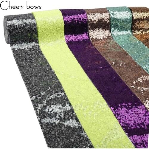 2Y/lot 3" Gold Sequin Ribbon Webbing Solid Color Shiny Glitter Ribbon Apparel Sewing Ribbon Webbing DIY Hairbows Accessories