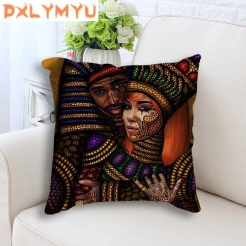 African Woman Portrait Printed Linen Cotton Pillow Seat Cushion cover For Sofa Throw Pillow Cover Decorative Pillowcase