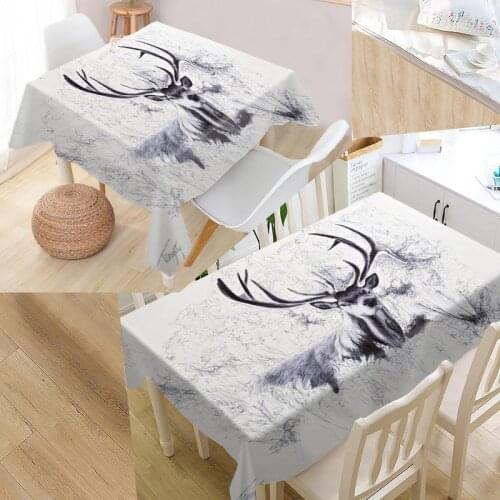 Best Deer Animals Custom Table Cloth Rectangular Oxford Print Waterproof Oilproof Square Table Cover Wedding Tablecloth P