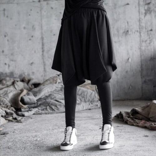 M-xl New Mens Hairstylist Fake Two Pants Dj Nightclub Leggings Pants Skirts Loose Large Crotch Pants Fashion Casual Pencil Pant