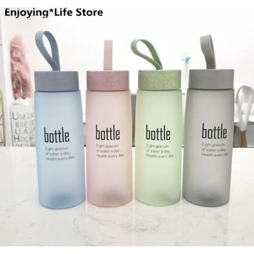 Frosted Plastic Cup Male and Female Student Couple Cute Water Cup Readily Cup Creative Portable Water Cup