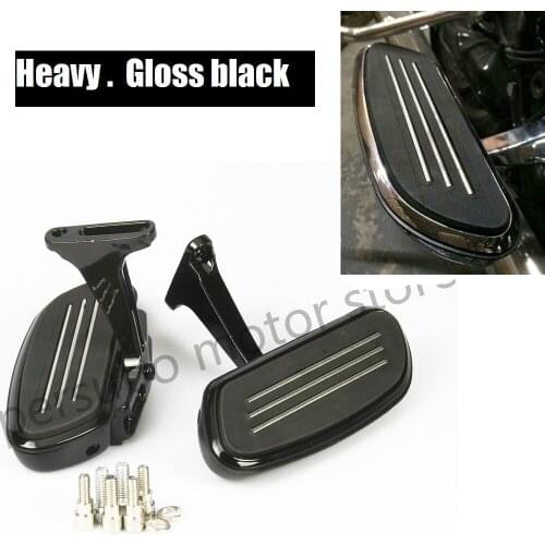 Motorcycle Gloss black Streamline Passenger Floor Board & Bracket Set For harley Touring roadking 93-16