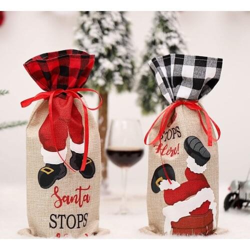 New Year 2022 Christmas Wine Bottle Dust Cover Xmas Dinner Party Table Decor Gift Christmas Decorations for Home Natal Navidad