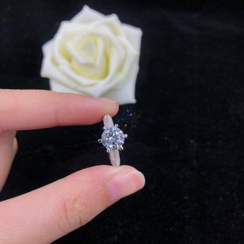 Stunning 3Ct 9.0mm D Color VVS1 Moissanite Engagement Ring AU585 14K White Gold Ring Anniversary Diamond Jewelry