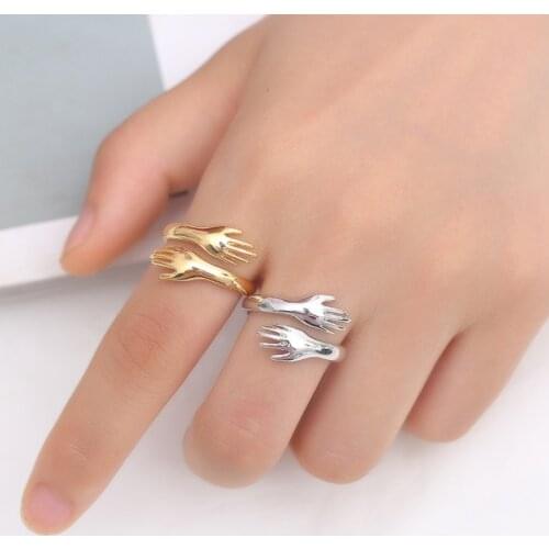 Adjustable Palm Shape Opened Rings for Women Original Quality Simple Luxury Ring Brand Wedding Jewelry Z390