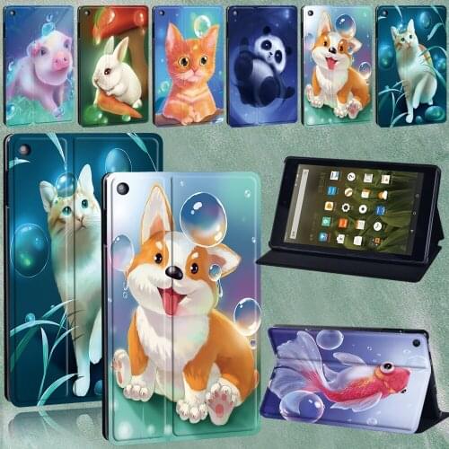 For Amazon Fire 7 5/7/9th/HD 8 6/7/8th/HD 8 Plus 10th Gen 2020/HD 10 Animal Pattern Tablet Adjustable Folding Stand Case