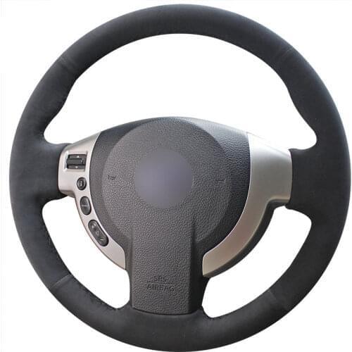 Hand-stitched Black Suede Car Steering Wheel Cover for Nissan Qashqai 2007-2013 X-Trail NV200 Serena Evalia AD