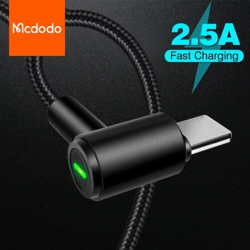 MCDODO 90 Degree LED USB Cable Fast Charging Mobile Phone Charger Data Cord For iPhone 12 11 Pro Max Xs Xr X 8 7 6 6s Plus 5s 5c