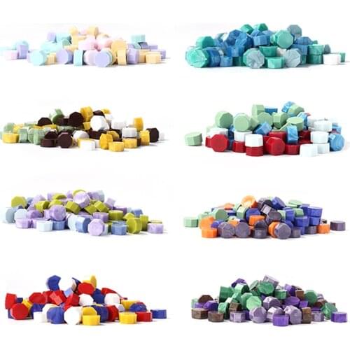 100pcs/bag Vintage Octagonal Sealing Wax Beads for DIY Crafts Envelope Wedding Postcard Seals Lacquer Wax Seal Stamp Tablet Pill
