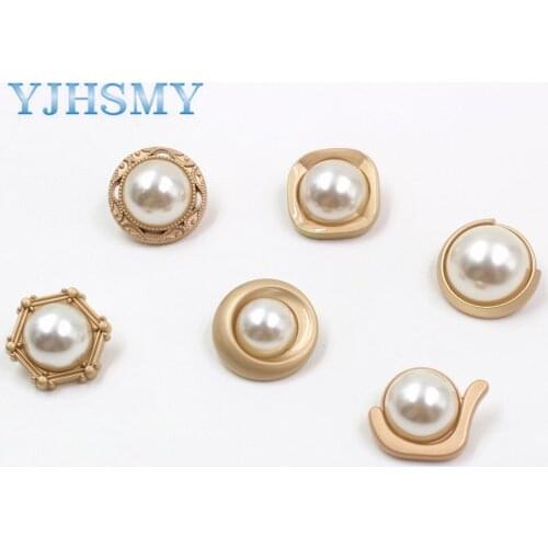 YJHSMY A-19512-484,10pcs/Lot 25/22/18mm,High quality Faux Pearl gold Metal Button,clothing accessories DIY materials
