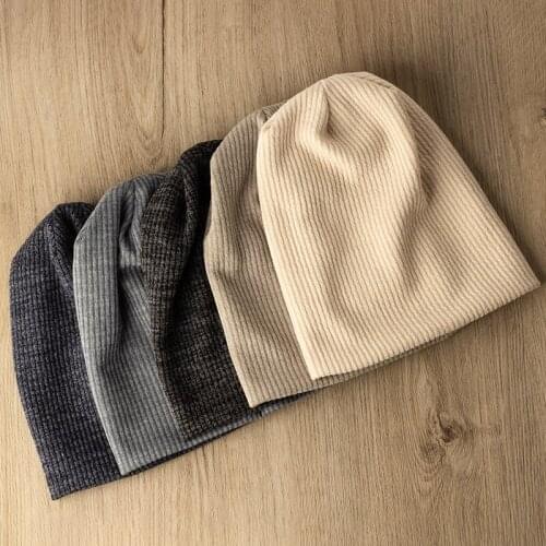 Women Ribbed Solid Autumn Winter Cotton Polyester Spring Beanie Warm High Quality Caps Knitted Skullies Beanies Cap