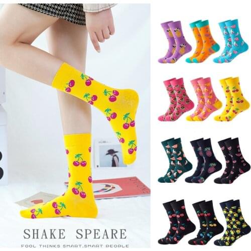 Spring Autumn Cartoon Socks Fruit pineapple banana watermelon lemon Women Socks Style Female Crew socks drop shipping