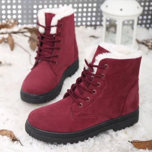 Women Winter Boots Warm Ankle Boots Lace Up Womens Shoes Snow Boots Autumn Plush Fur Footwear Female Fashion Shoes Rubber Boots