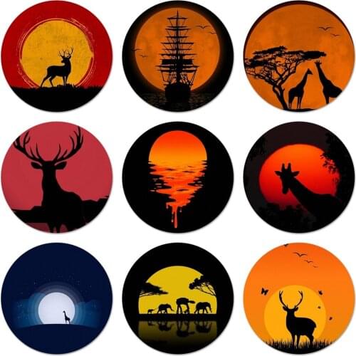 Giraffe Moon Wolf Icons Pins Badge Decoration Brooches Metal Badges For Clothes Backpack Decoration 58mm