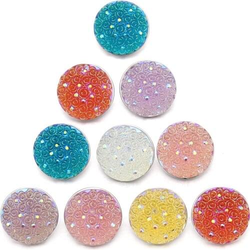 10pcs/lot mixing 18mm snap button jewelry colorful flower resin snap button pression bijoux watches women charm bracelet