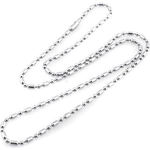 2PC/lot 2mm Stainless Steel Bamboo Ball Beads Chain Necklace Silver Color Women Bag Dog Tag Chains For DIY Jewelry Accessories