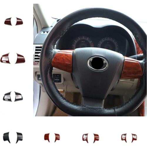 2pcs/lot Car sticker ABS carbon fiber or wooden grain steering wheel decoration cover for 2007-2013 Toyota Corolla MK10