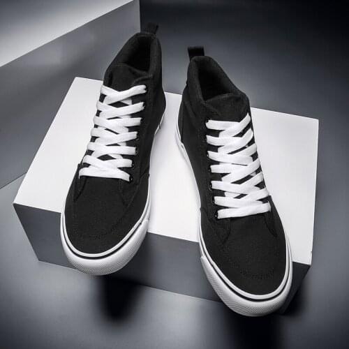 2020 shoes mens spring lace-up high-top style mens vulcanized shoes fashion flat shoes youth mens canvas shoes sneakers