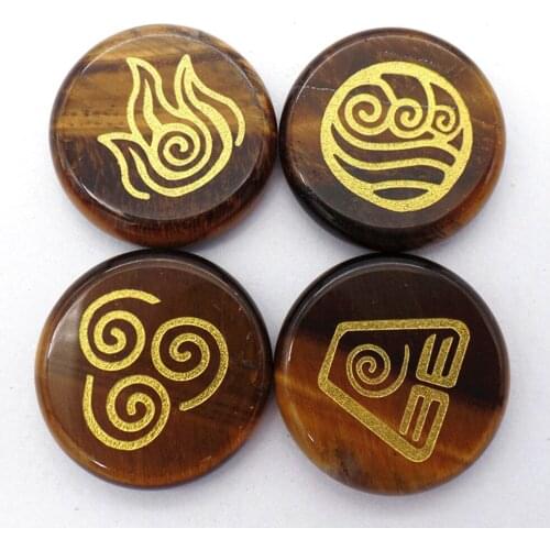 4Pcs/set 25x6mm Wholesale Natural Brown Tiger Eye Gem Seven Chakras Reiki Healing CAB DIY Jewelry Accessories S182