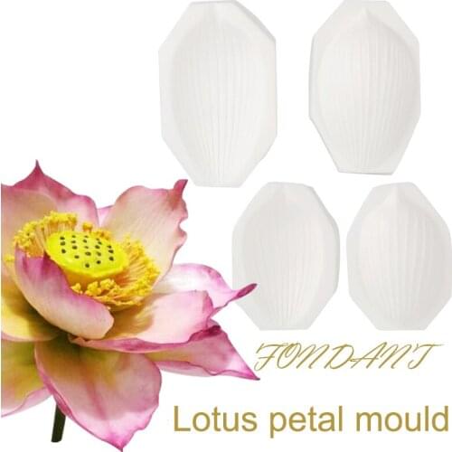 4PC Lotus Flower Petal Silicone Mold Cake Decorating Tool Sugar Craft Molds Fondant Mold Flower Making Gumpaste Cake Stamper