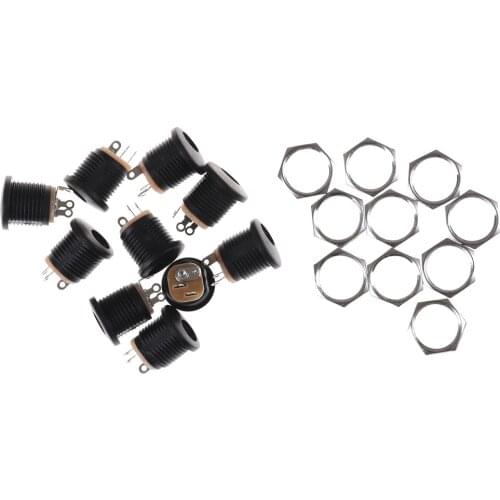 5.5*2.1mm 10Pcs for DC022 DC Power Supply Jack Socket Female Panel Mount Connector 5.5mm 2.1mm Plug Adapter