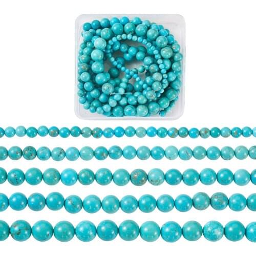 5 Strands/box 4mm/6mm/8mm/10mm Natural Turquoise Round Beads Strands Dyed Beads For DIY Bracelets Earrings Jewelry Making