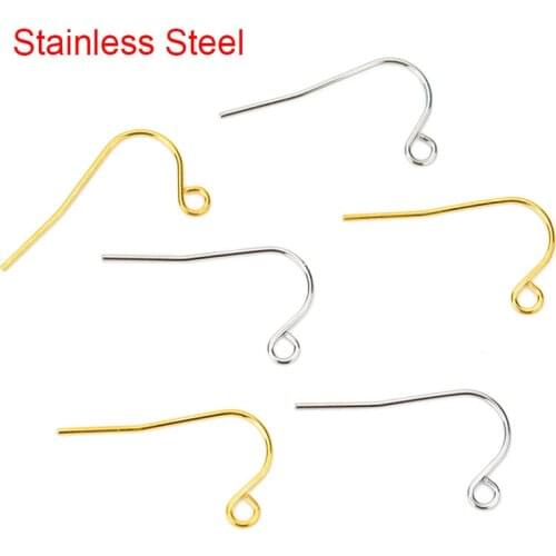 50pcs/lot 22*12mm Anti Allergy Stainless Steel Earrings Hooks Clasp Wire Earing Findings Craft For Diy Jewelry Making Supplies