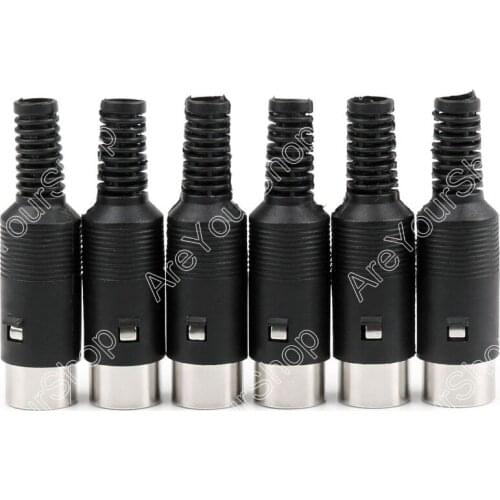 Areyourshop 6 Pcs Din Plug Connector With Plastic Handle Male 6 Pin