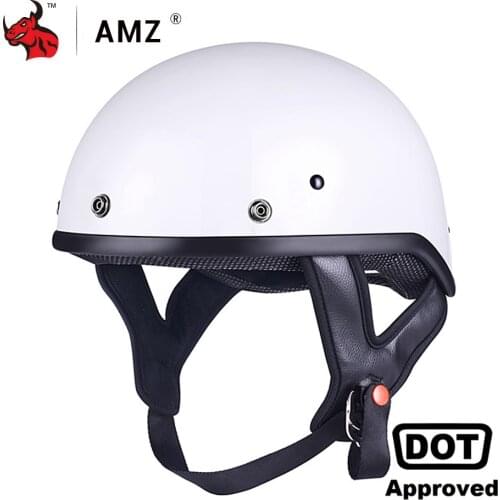 AMZ Motorcycle Helmet Open Face Moto Helmet Vintage Retro Style Casco Casque Scooter Helmets With Inner Sun Visor DOT Black