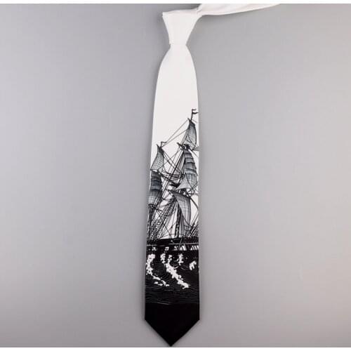 Free shipping New male mens female Original design fun sailing 7CM printing tie women retro casual trend personality necktie