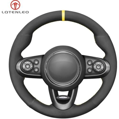 Black Suede Yellow Marker Car Steering Wheel Cover For Mini (Hatchback/Mini) JCW Clubman JCW Convertible JCW Countryman JCW
