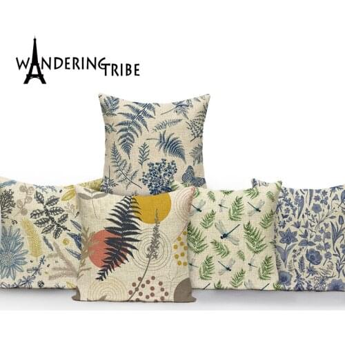Retro Plant Decor Sofa Cushion Cover Butterflies Dragonflies Throw Pillow Covers Peace Bird Cushion Cover Flower Pillow Cover