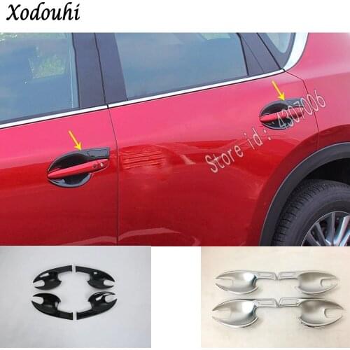 For Mazda CX-5 CX5 2nd Gen 2017 2018 2019 2020 Car Cover Trims ABS Silver/carbon Fiber External Door Bowl Stick Lamp Frame Panel