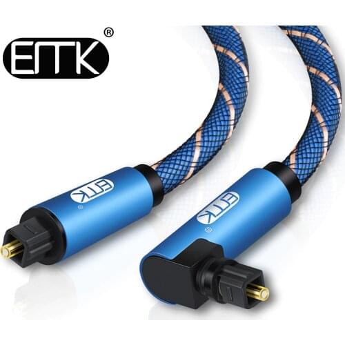 EMK 90 Degree Digital Optical Audio Cable Right Angle Toslink SPDIF Cable for Blu-ray Player Xbox Soundbar Fiber Cable