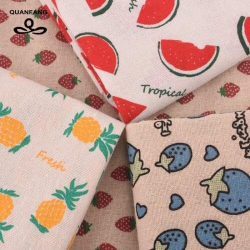 QUANFANG fruit series ,Printed Cotton Linen Fabric For Patchwork Quilting,Sewing,DIY,Sofa,Table ,Cloth Furniture ,Half meter