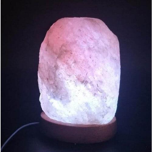 Himalayan Rock Salt Lamp Colorful SAD Lamp Hand Carved Night Light Purifying Air with Wooden Light Base Home Decoration Light