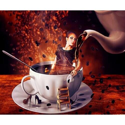 2021 5D Diamond Painting Tea Water Girl Cross Stitch Kit Painting Mosaic DIY Home Decoration Gift