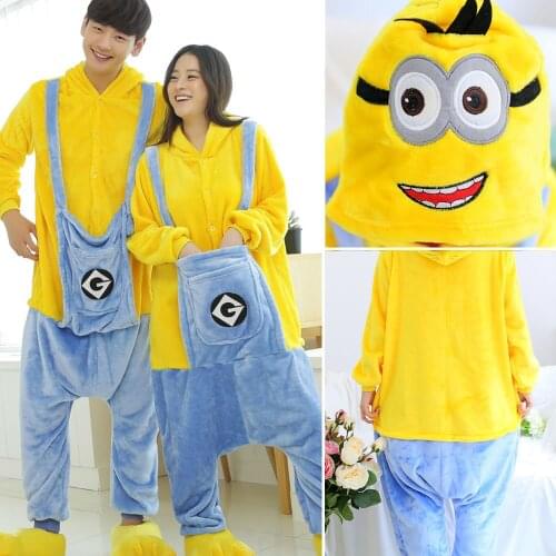 Dropship Adult High Quality Blue Yellow Hoodie Kigurumi Onesies Sleepwear Animal Anime Cartoon Pajamas Cosplay Costumes