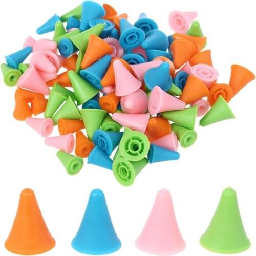 100pcs Cone Shape Knitting Needles Cap Tips Point Protectors Stoppers Covers Sewing Accessories