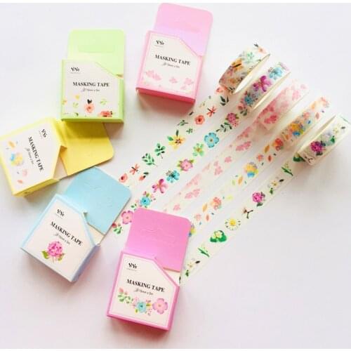 1.5cm*5m Elegant Flowers Masking Tape Album Scrapbooking Decor Paper Washi Tape Stick Label