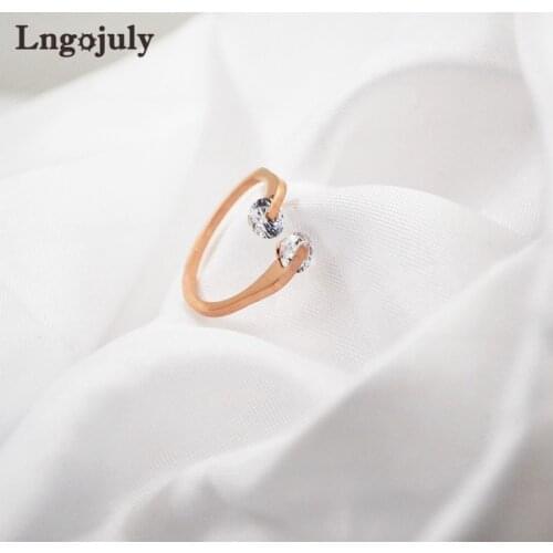 Fashion Titanium Steel Rings Wedding Ring Jewelry Engagement Rosegold Titanium Ring For Women Girlfriend Party Jewelry GIfts