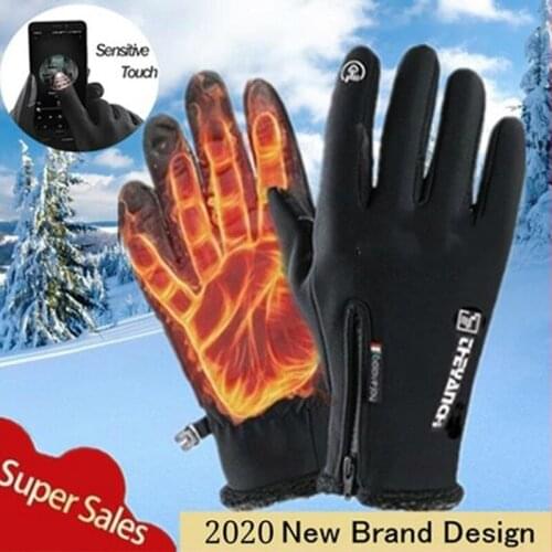 1 Pair Motorcycle Gloves Moto Gloves Winter Thermal Fleece Lined Waterproof Touch Screen Non-slip Motorbike Riding Warm Gloves