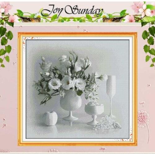 White Vase Patterns Counted Cross Stitch 11CT 14CT Cross Stitch Sets flowers Chinese Cross-stitch Kits Embroidery Needlework