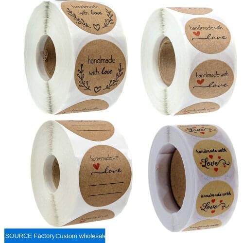 Kraft paper seal paste handmade sticker baking label gift crafts gift packaging decoration
