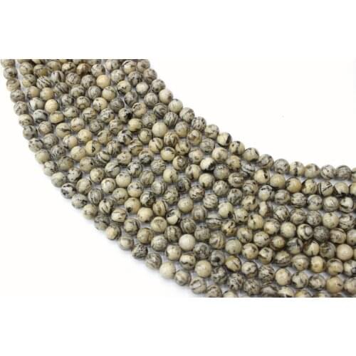 Natural Long Lace Graphic Feldspar Jaspers Round Loose Beads Strand 6/8/10/12MM For Jewelry DIY Making Necklace Bracelet