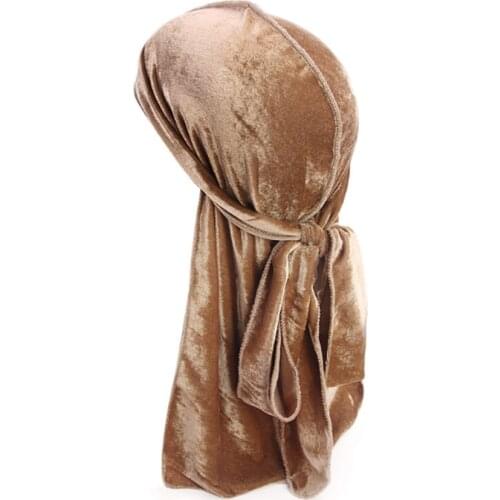 Solid Color Velvet Bandana Hat Long Tail Headwrap Unisex Velvet Durag durag Men Women Breathable Bandana Hat Chemo Cap