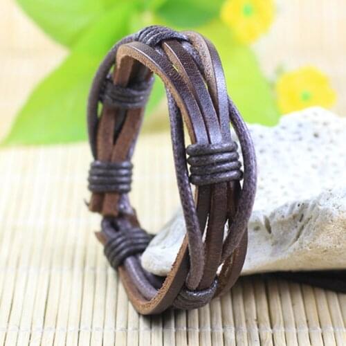 Wholesale 6pcs/set fashion leather braided rope wristband men bracelets&bangles for women pulseira masculina Jewelry J24