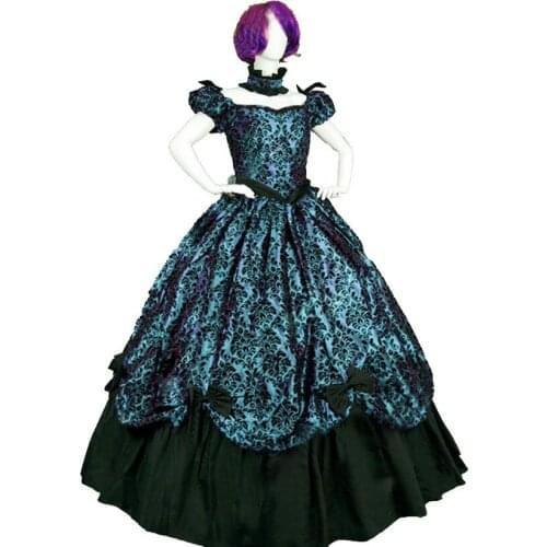 Medieval Renaissance Gown Robe Victoria Palace Princess Lolita bow Dress Halloween Carnival Party Cosplay Costumes for Women