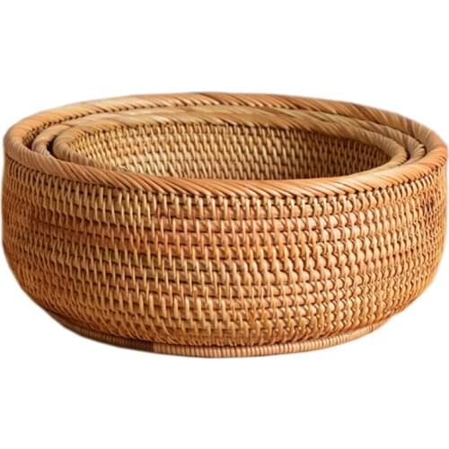 Q9QF 3 Pack Natural Wicker Fruits Bread Baskets Willow Basket Handwoven Basket